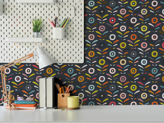 Abstract Flora - Navy and Bright