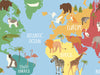 Animal World Map - Light Blue