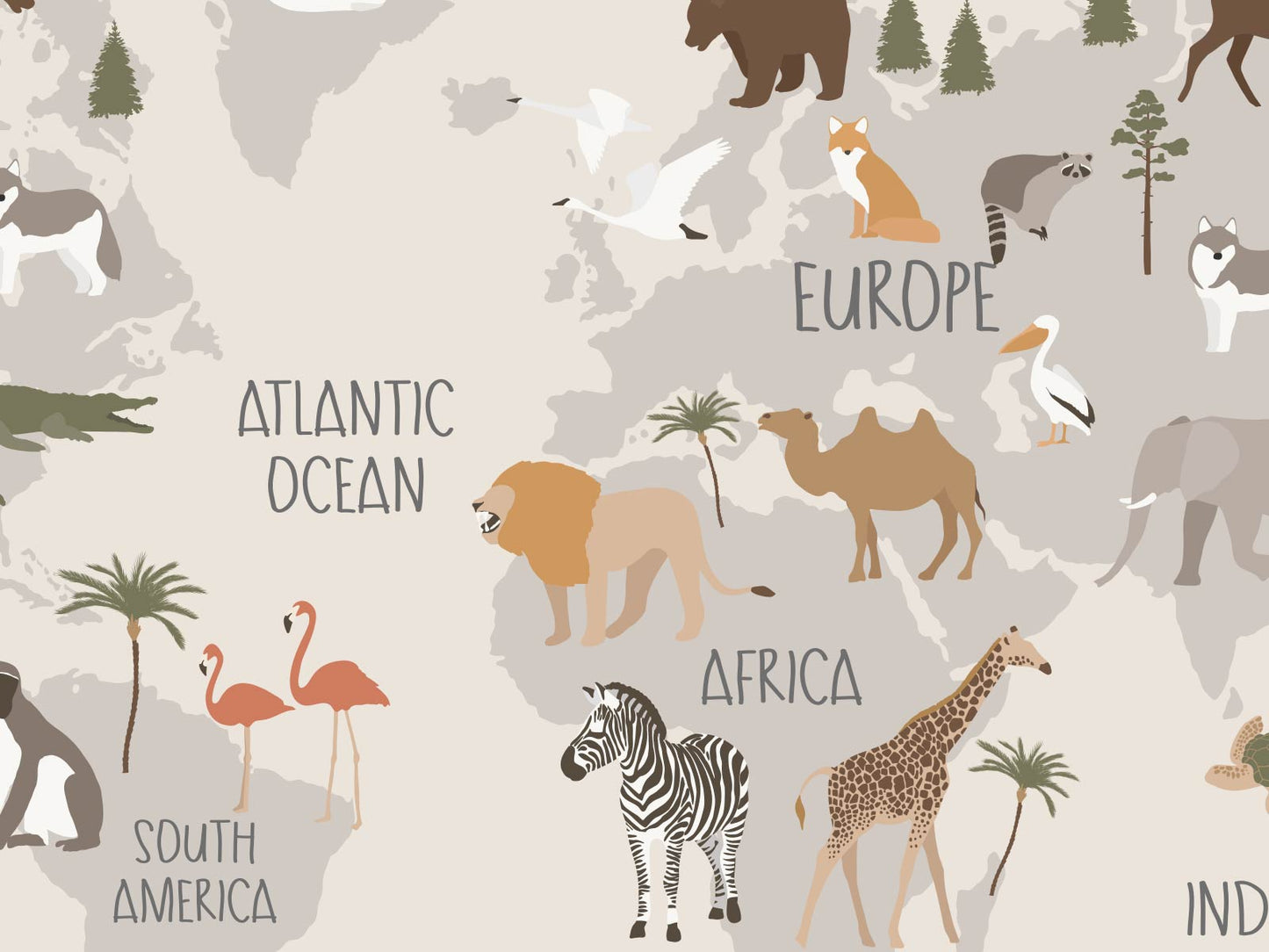 Animal World Map - Neutral