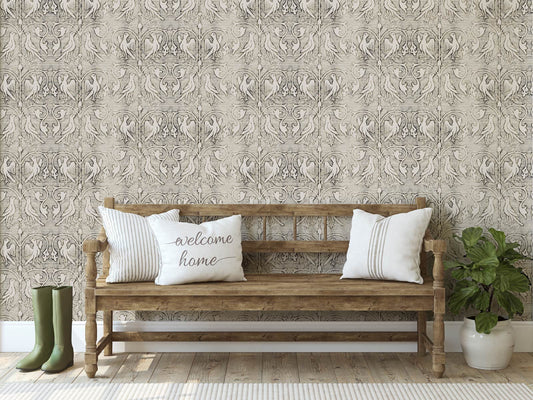 Vintage Ornate Bird - Grey
