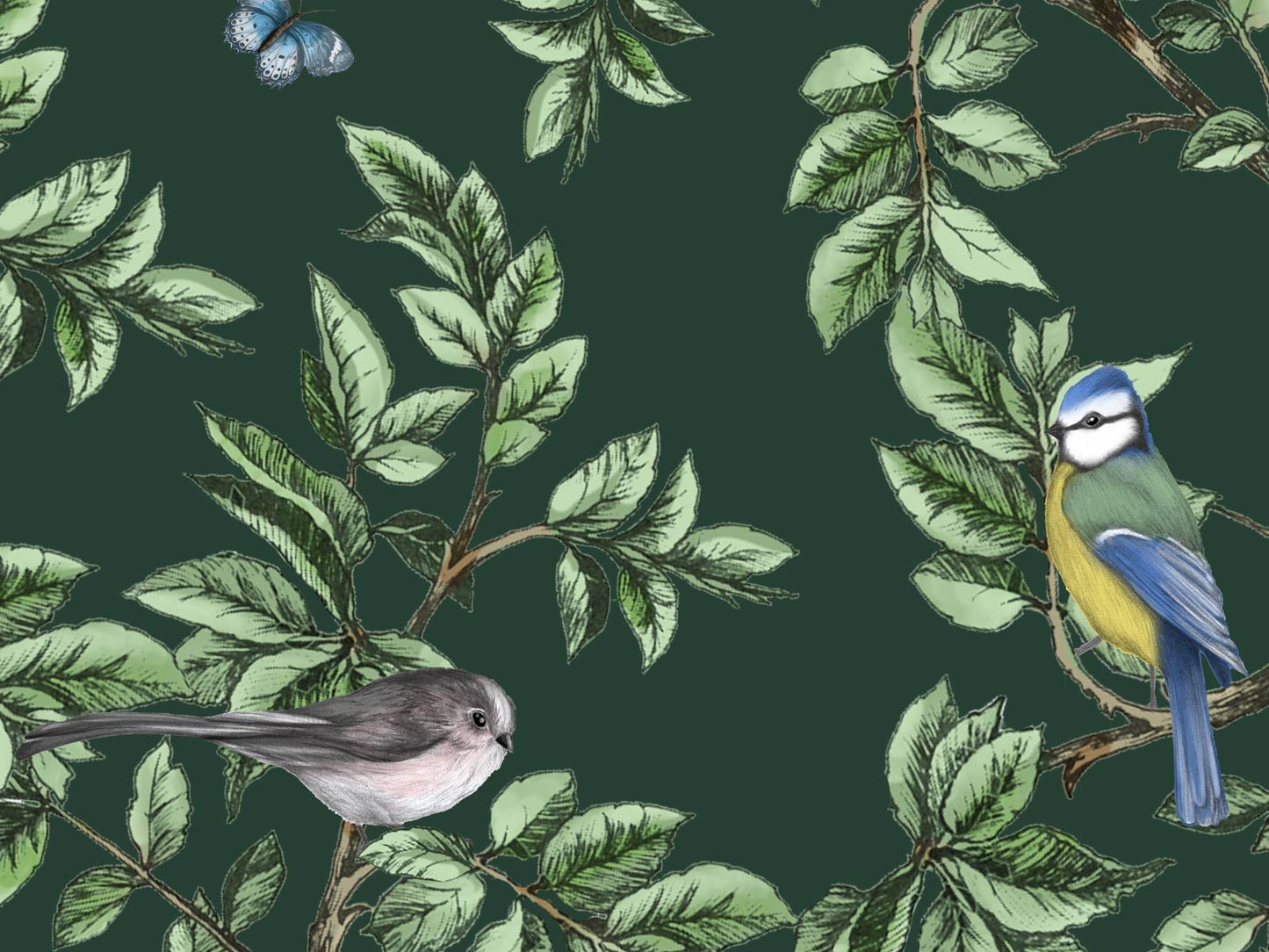 British Birds - Dark Green