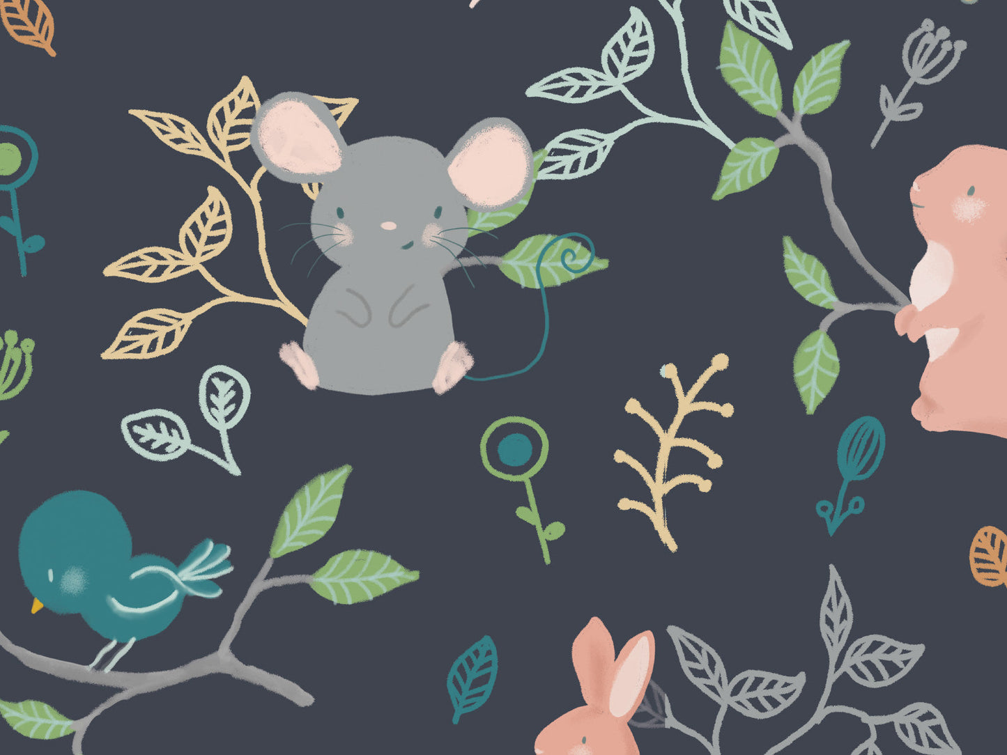 Cute Forest Animals - Navy
