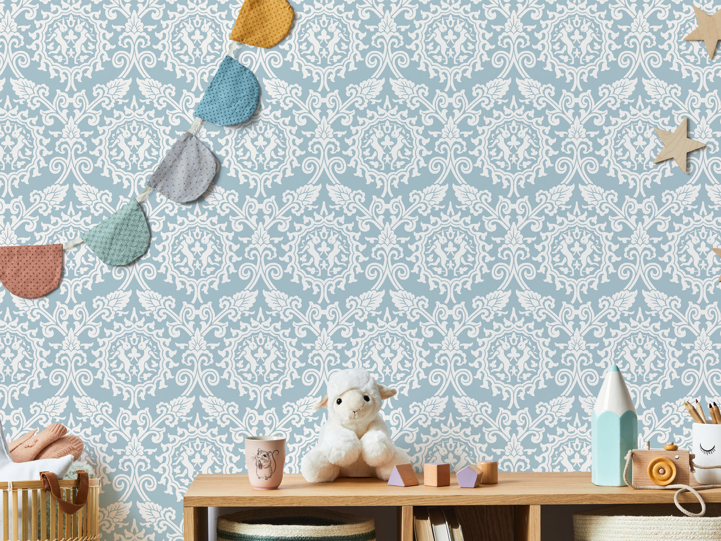 Damask Rabbit - Blue