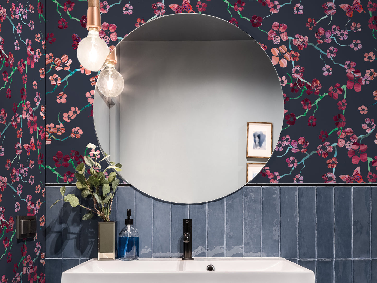 Ditsy Flora - Navy and Pink