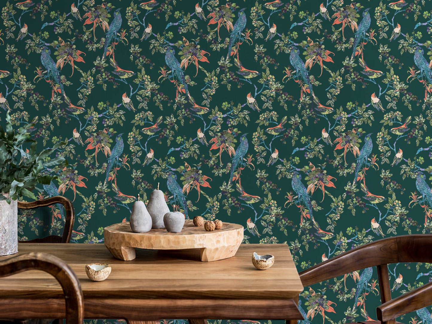 Exotic Bird and Blossom - Green