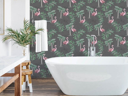 Fancy Flamingos - Grey