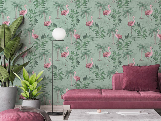 Fancy Flamingos - Mint