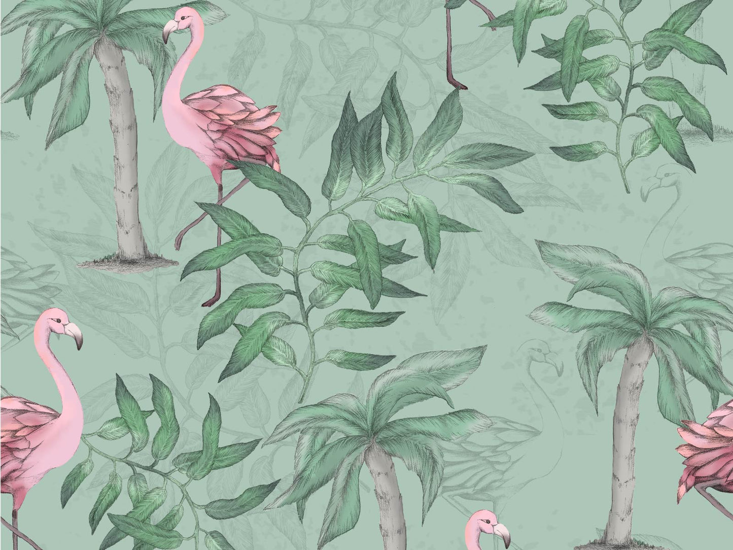 Fancy Flamingos - Mint
