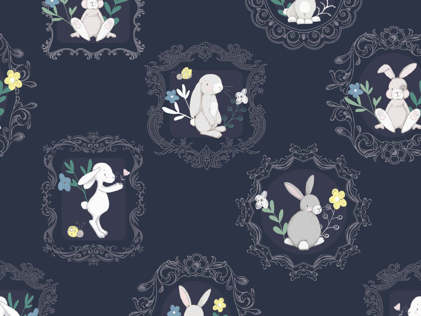Framed Bunnies - Navy