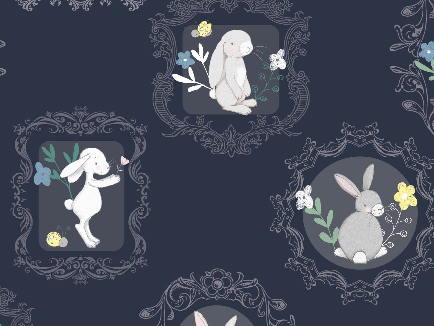 Framed Bunnies - Navy