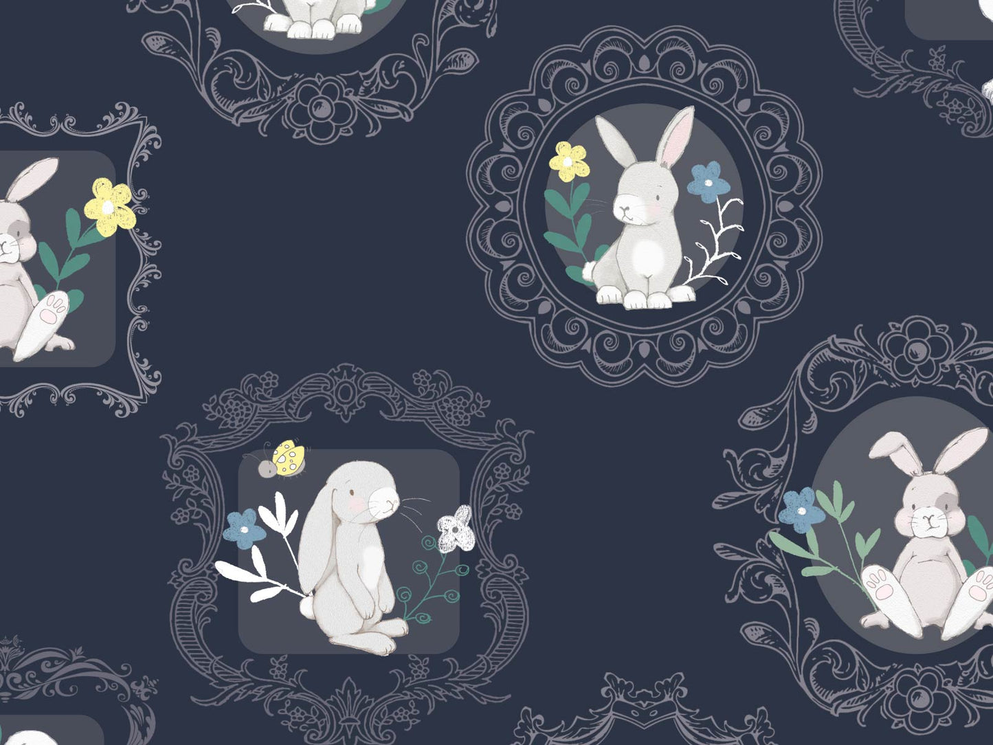 Framed Bunnies - Navy