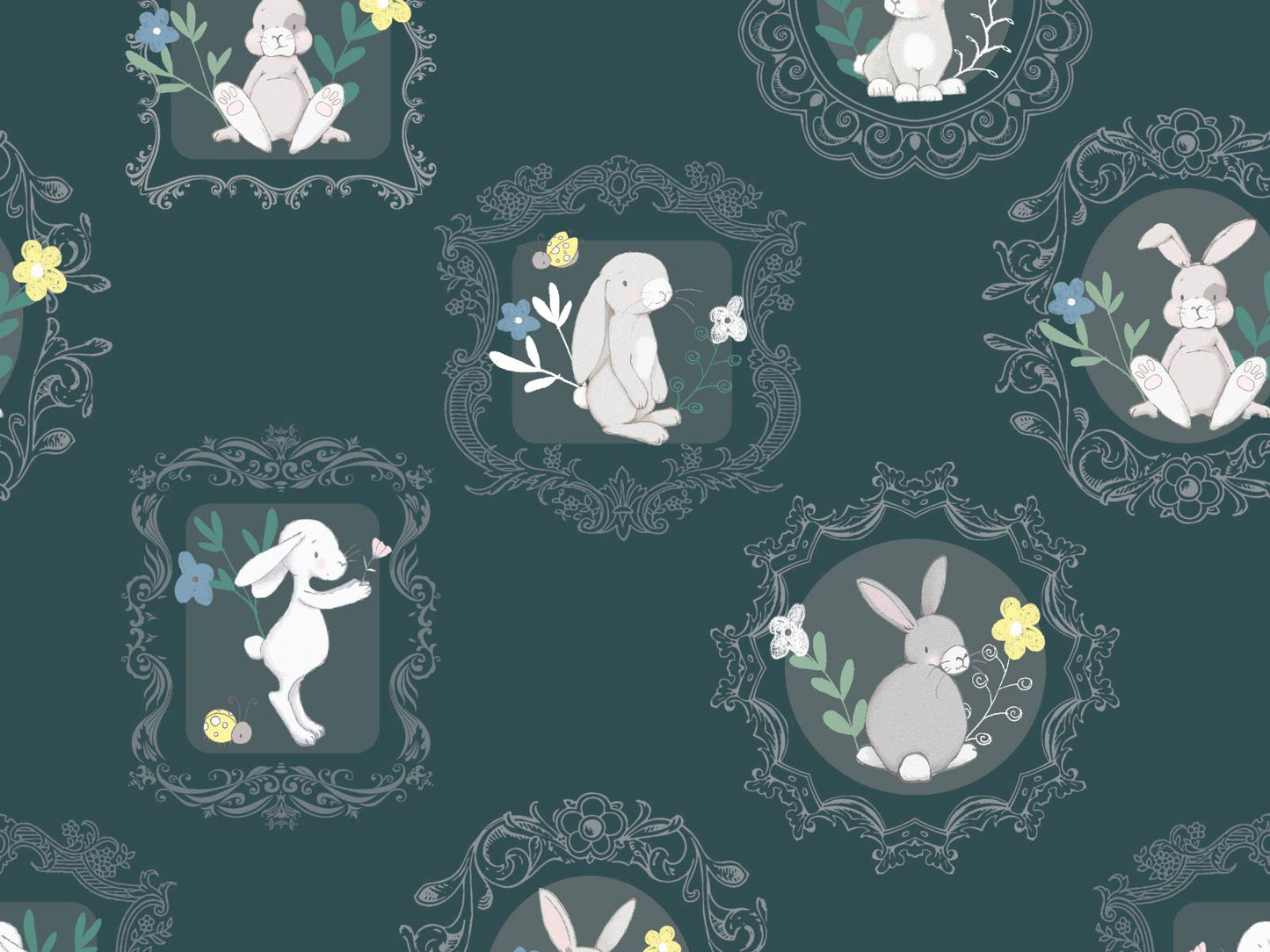 Framed Bunnies - Green