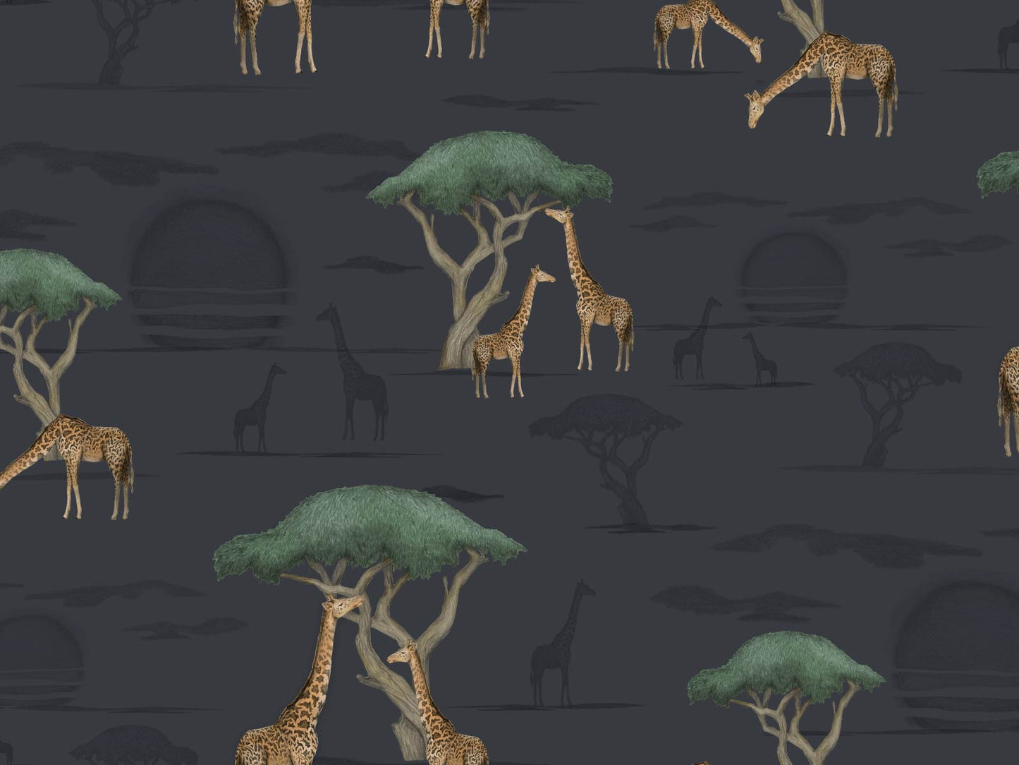 Giraffe and Savanna - Navy