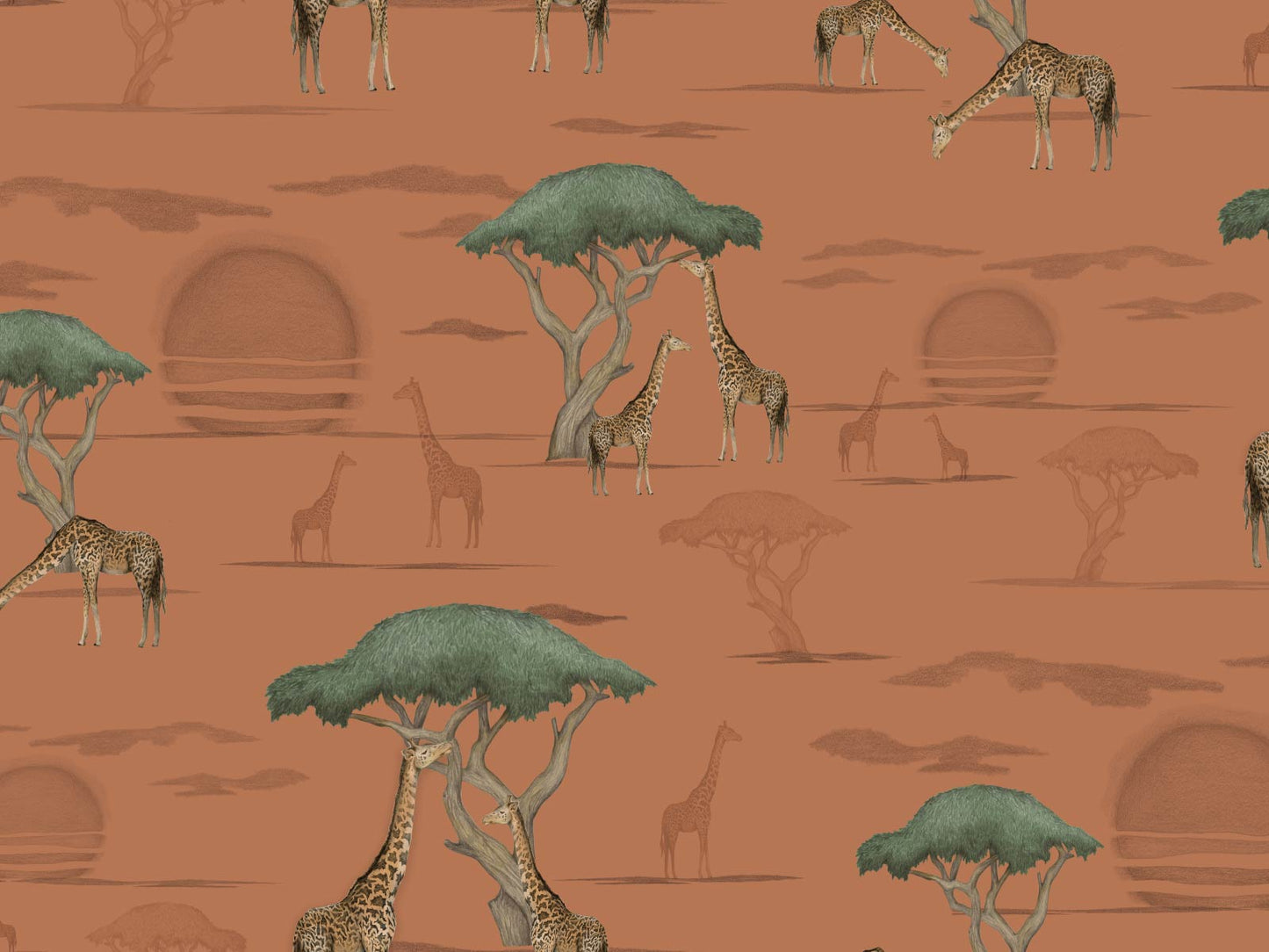 Giraffe and Savanna - Orange