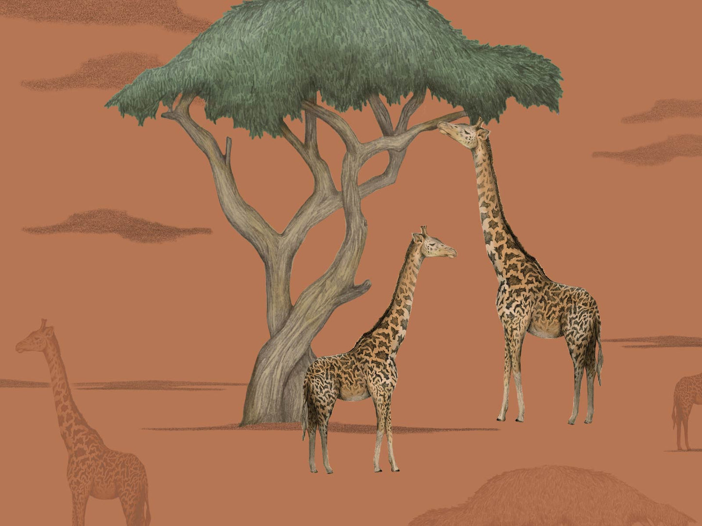 Giraffe and Savanna - Orange
