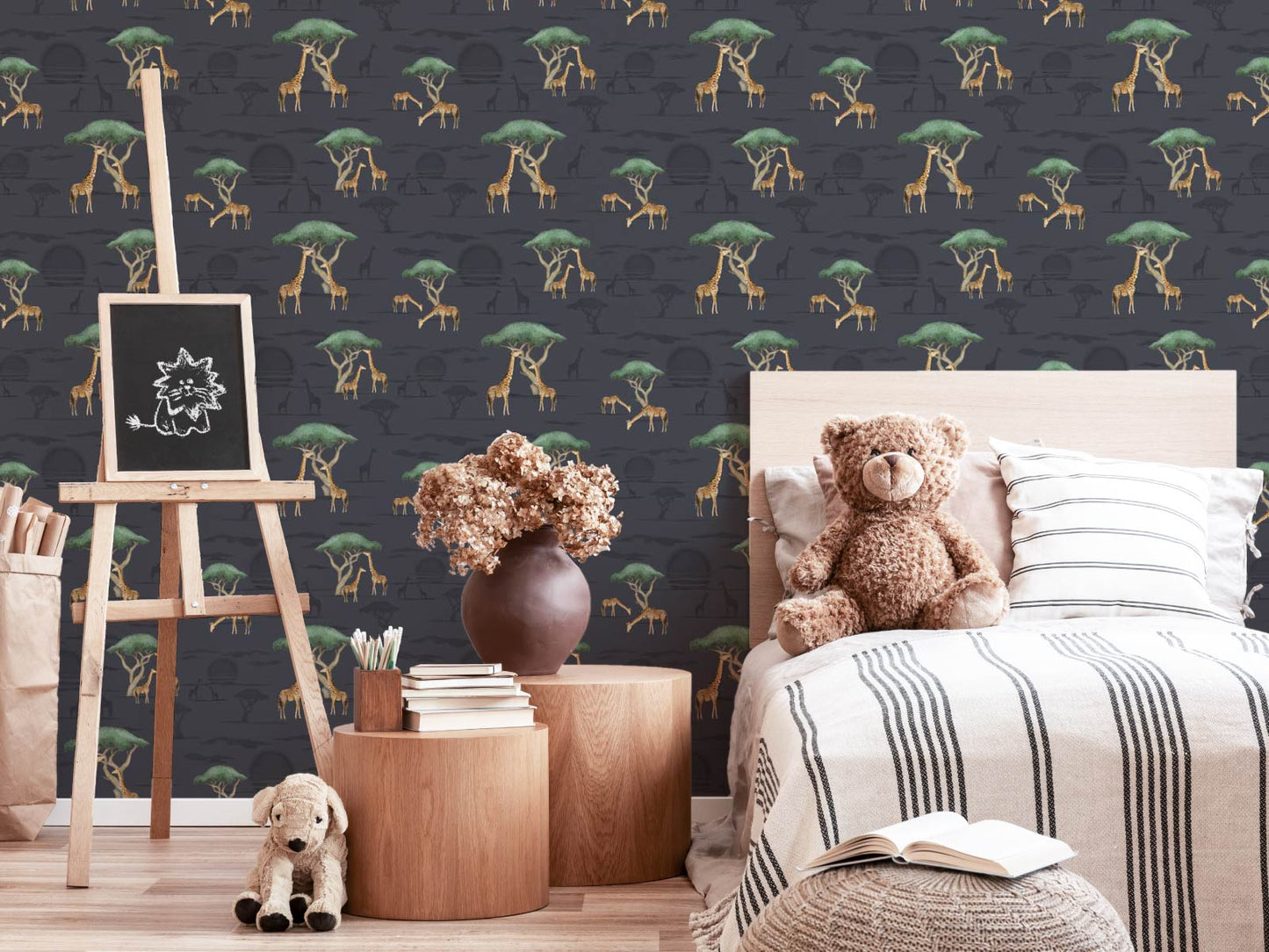 Giraffe and Savanna - Navy
