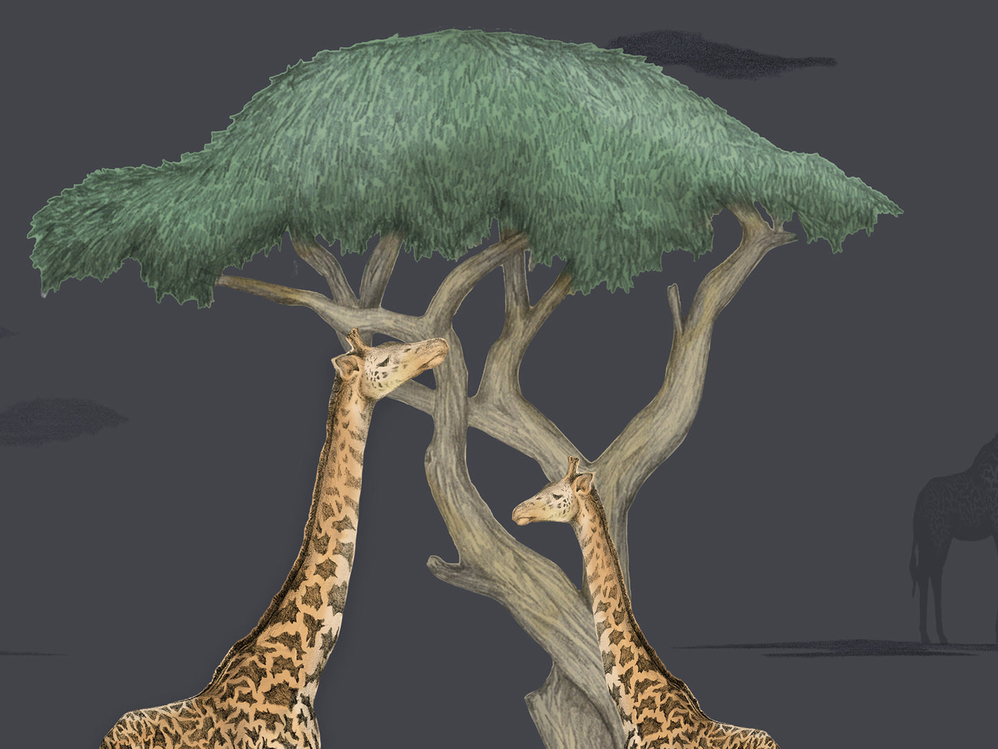 Giraffe and Savanna - Navy