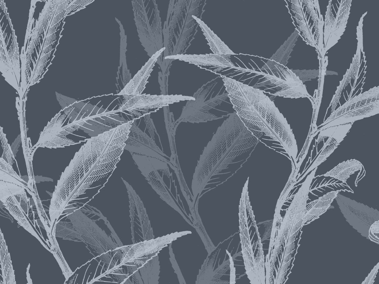 Delicate Leaves - Navy