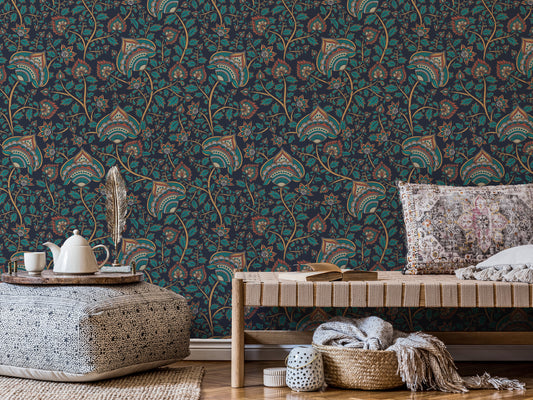 Kalamkari Flower - Navy