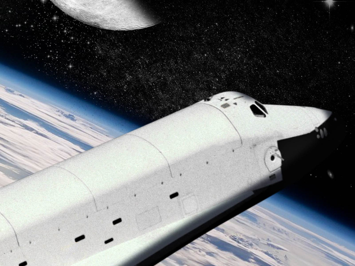 Space Shuttle and Moon