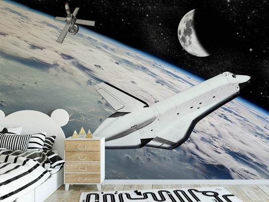 Space Shuttle and Moon