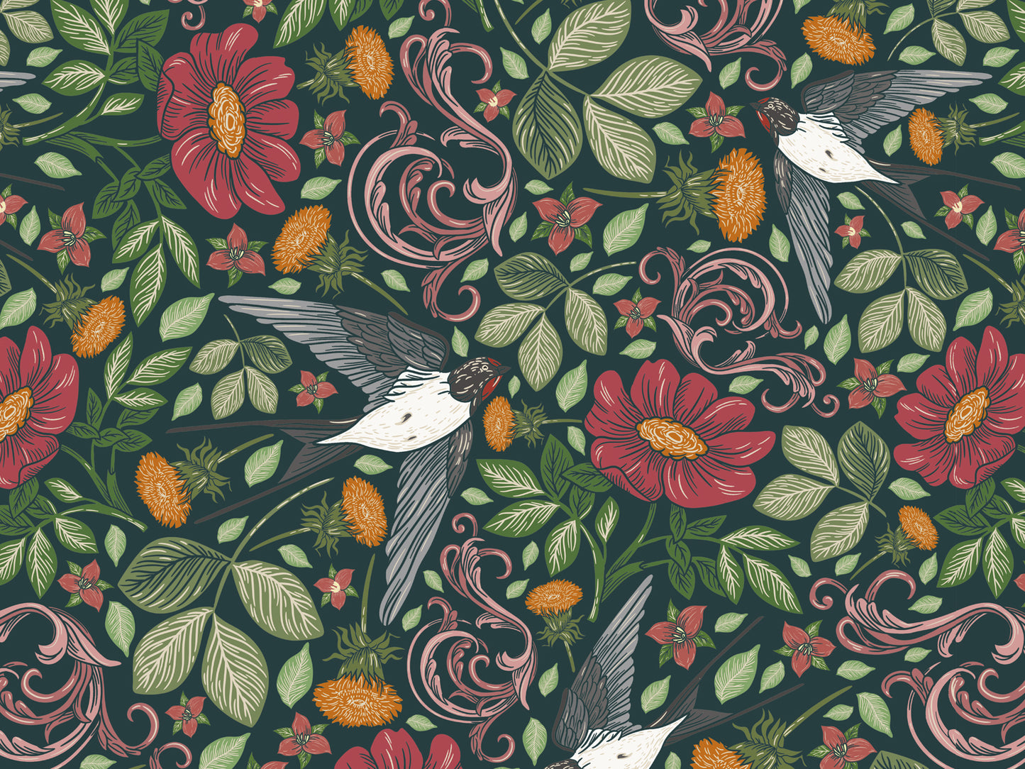 Swallows in the garden - Green