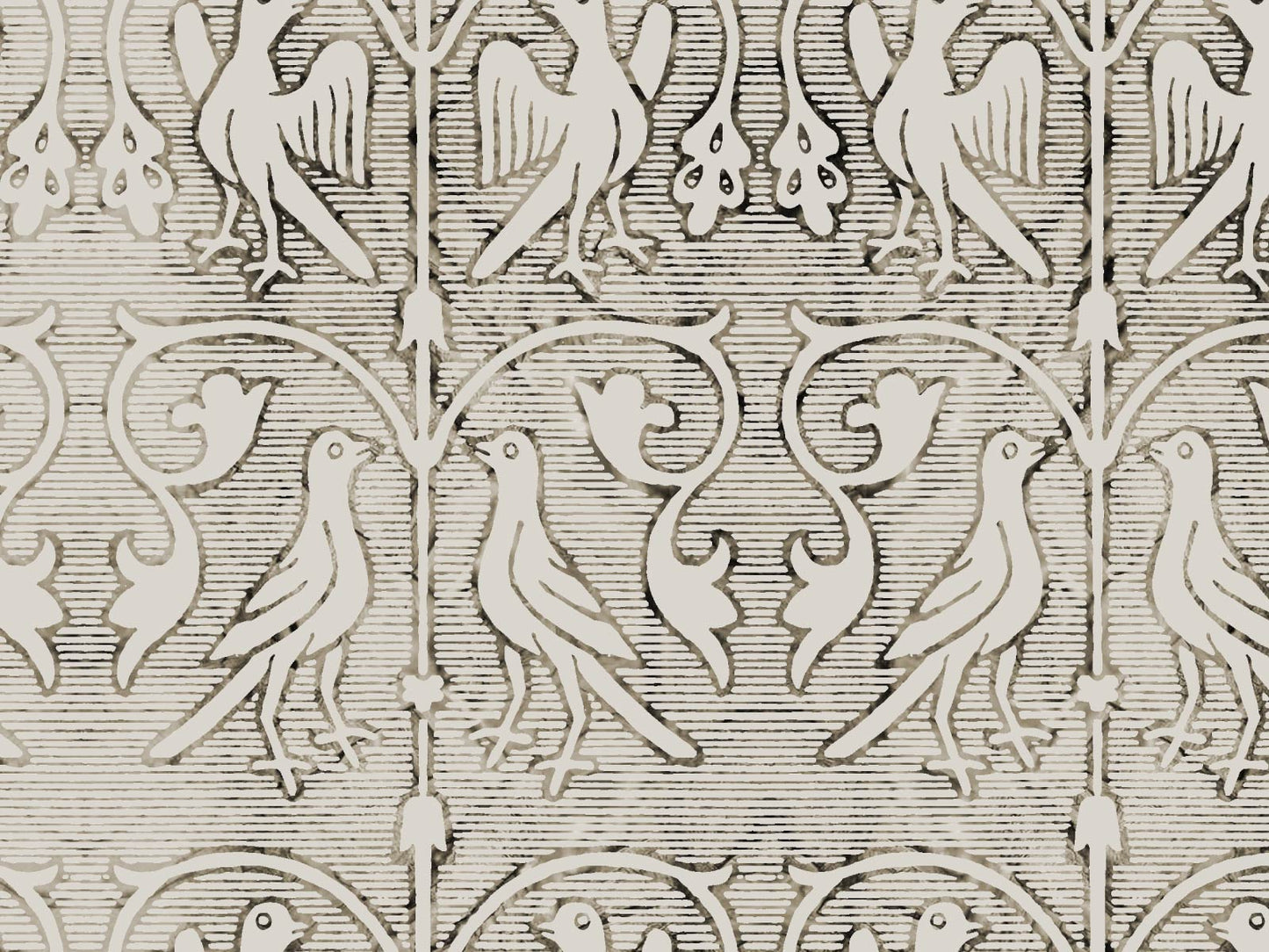Vintage Ornate Bird - Grey