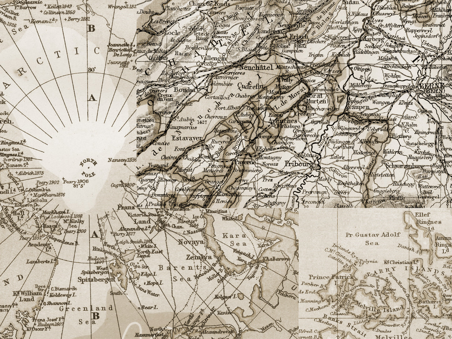 Vintage Map Collage - Sepia