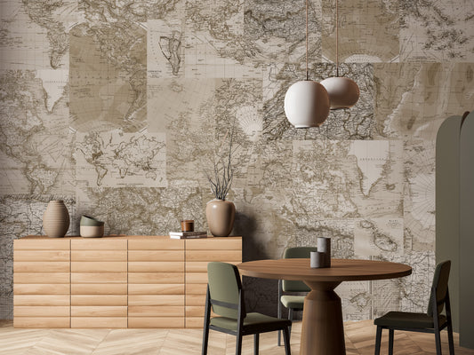 Vintage Map Collage - Sepia