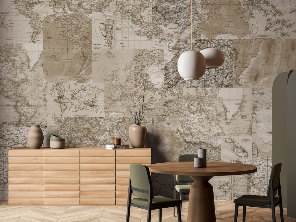 Vintage Map Collage - Sepia