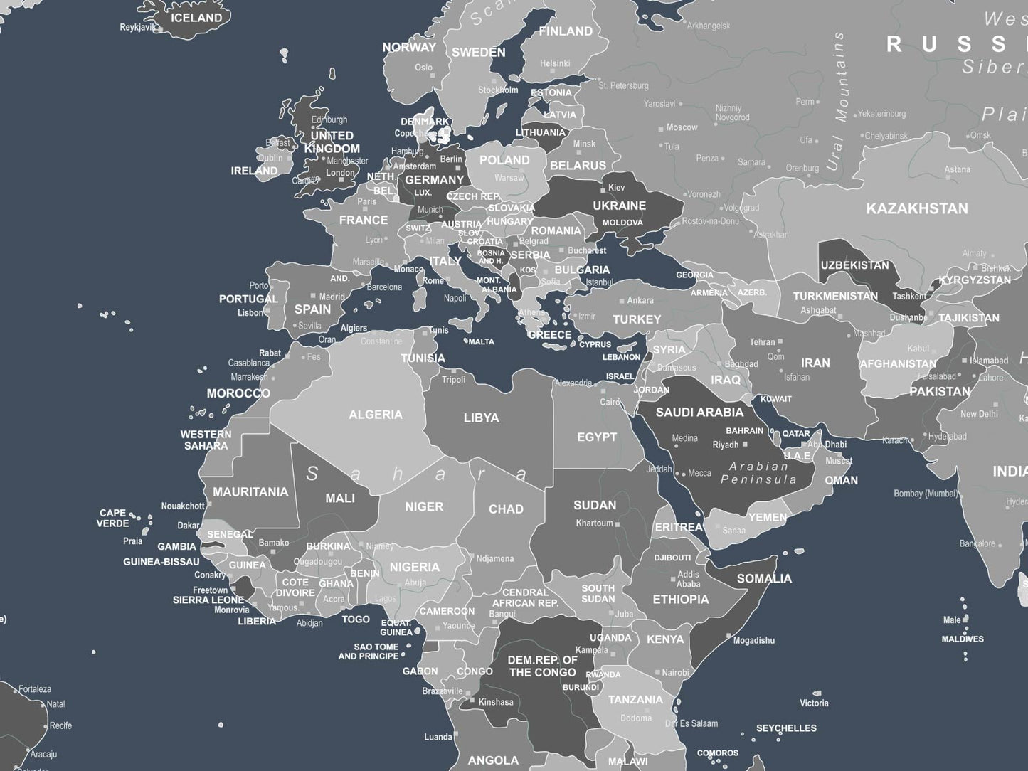 World Map - Navy