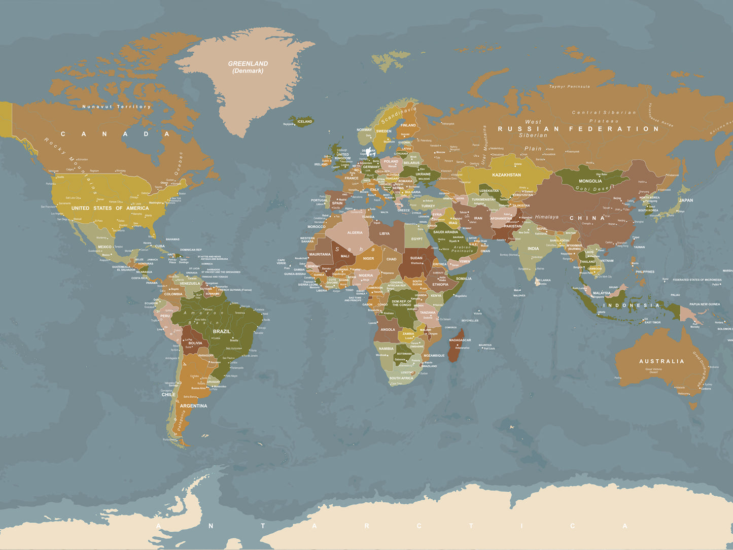 World Map -  Multi Colour