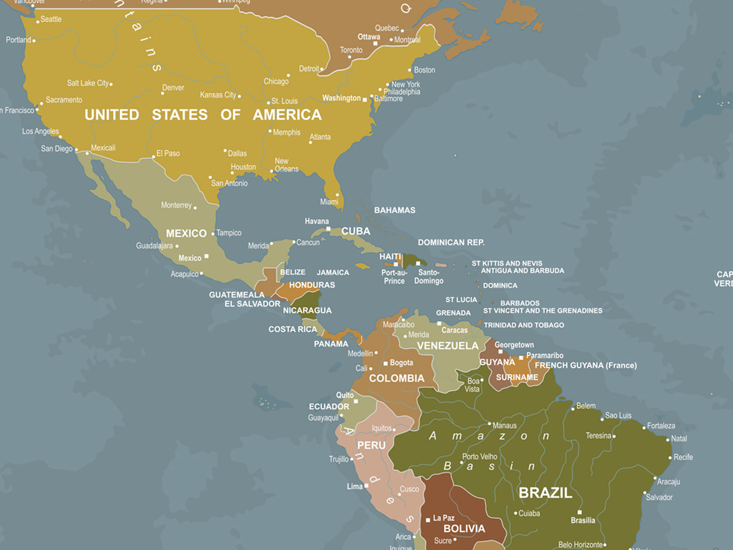 World Map -  Multi Colour