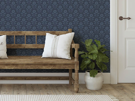 Abstract Flora - Navy