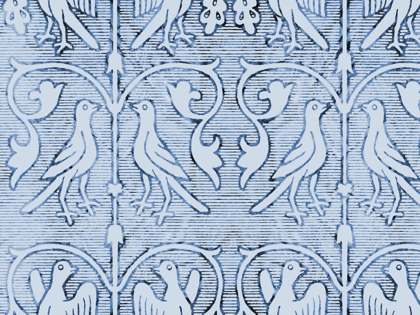 Vintage Ornate Bird - Blue