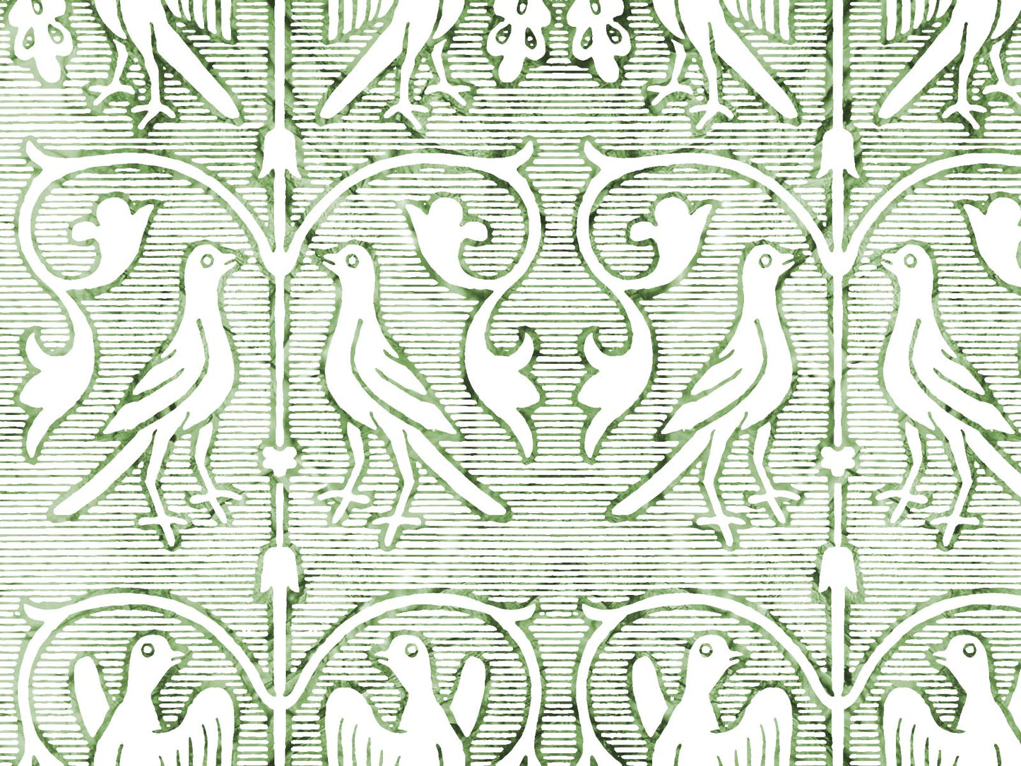 Vintage Ornate Bird - Green