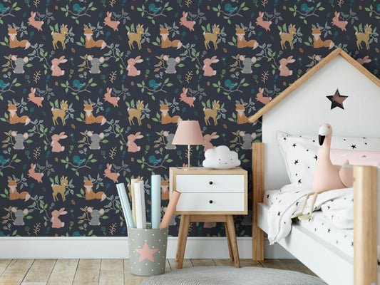Cute Forest Animals - Navy