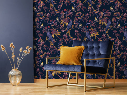 Exotic Bird and Blossom - Purple