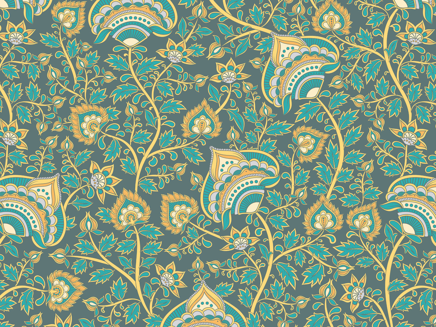 Kalamkari Flower - Grey