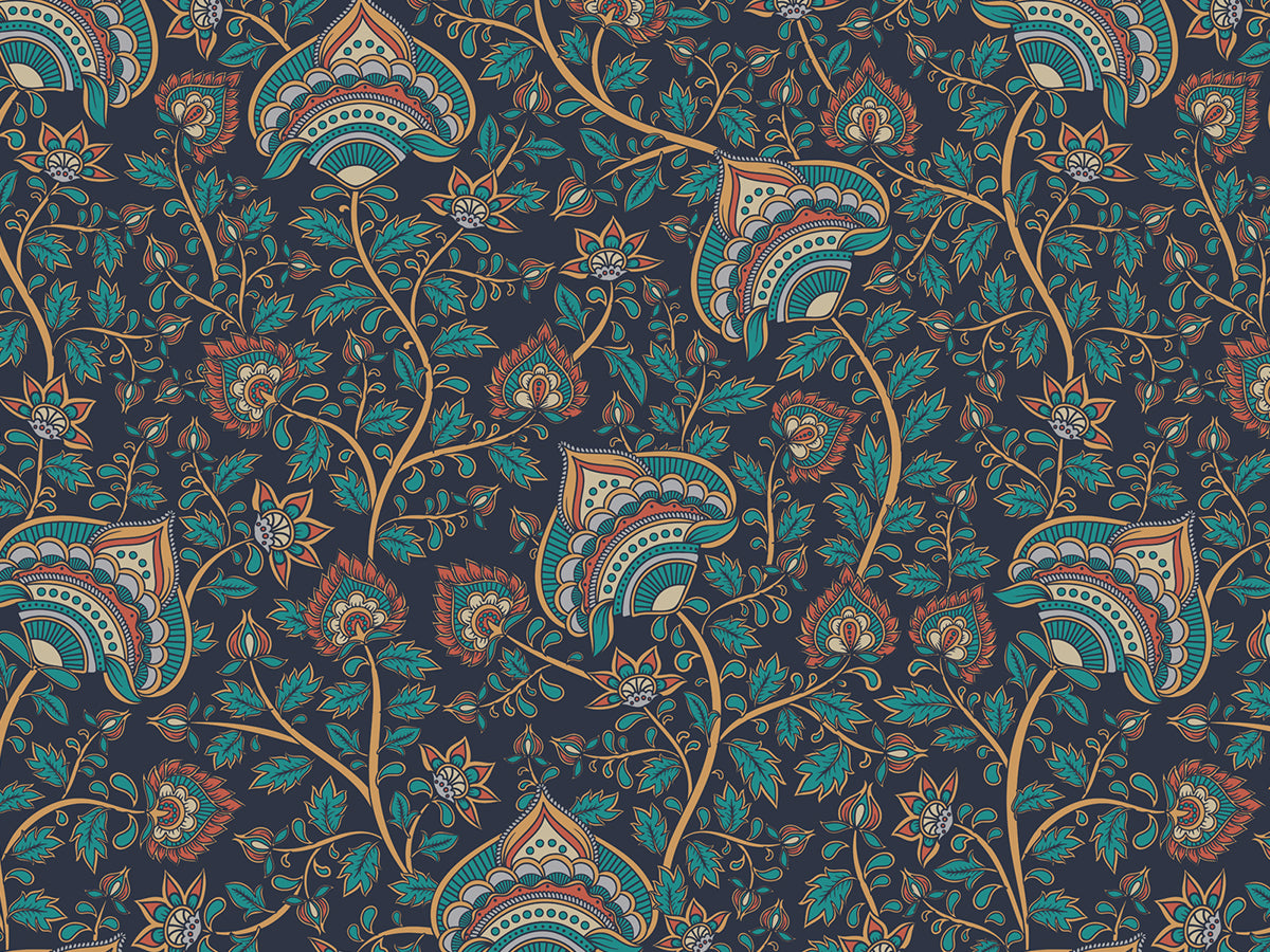 Kalamkari Flower - Navy