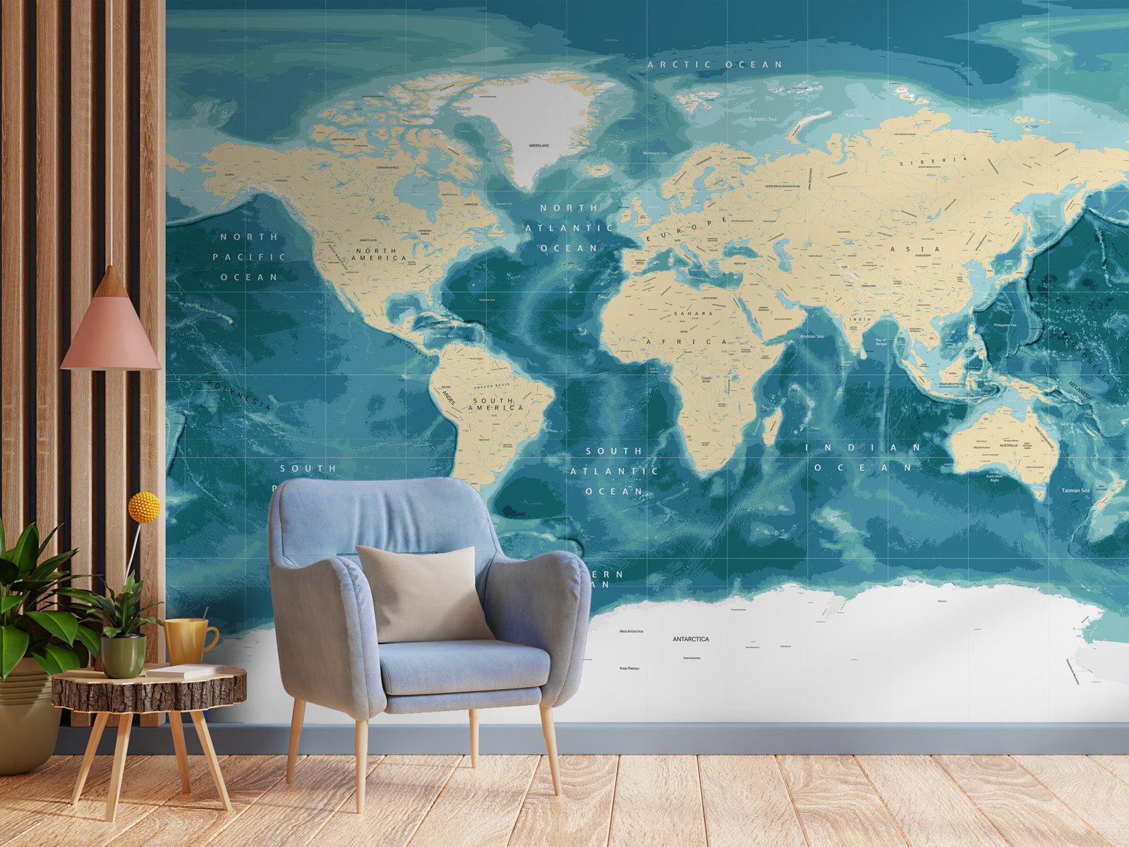 World Map of Lakes and Rivers – Chilli Wall Art