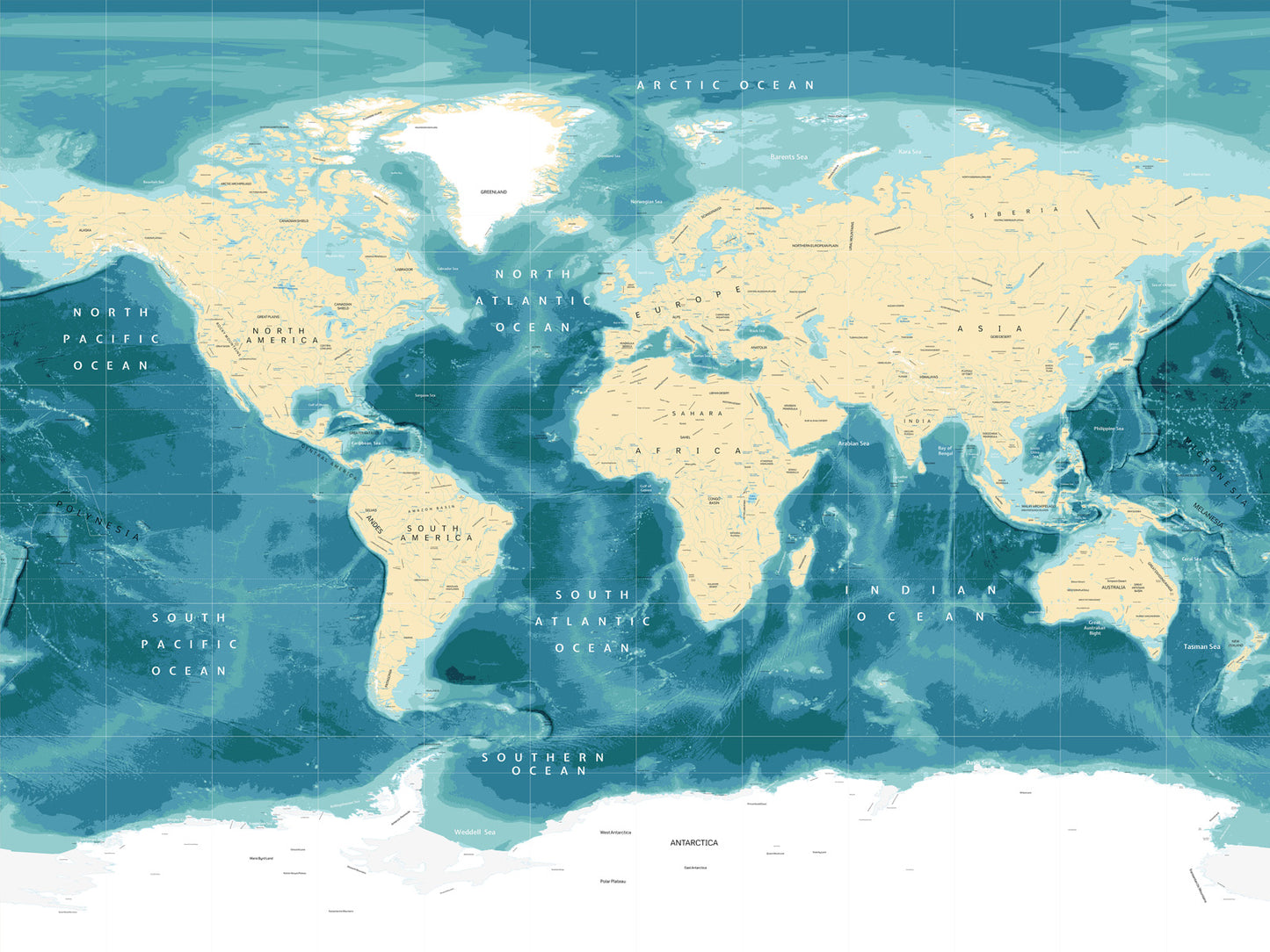 World Map of Lakes and Rivers