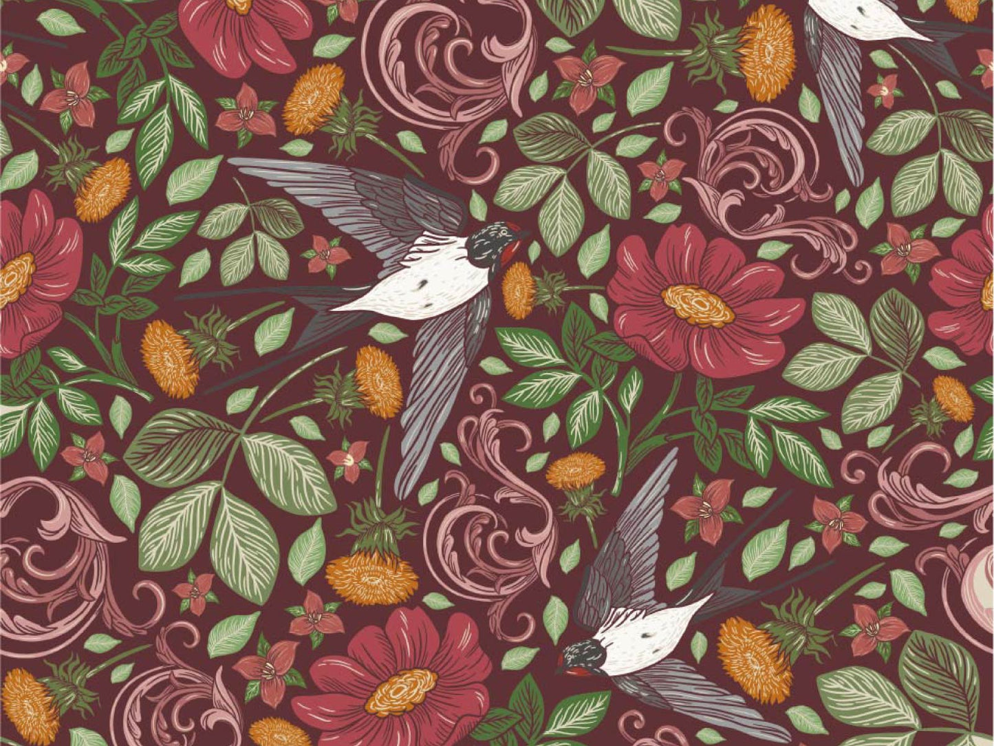 Swallows in the garden - Blush
