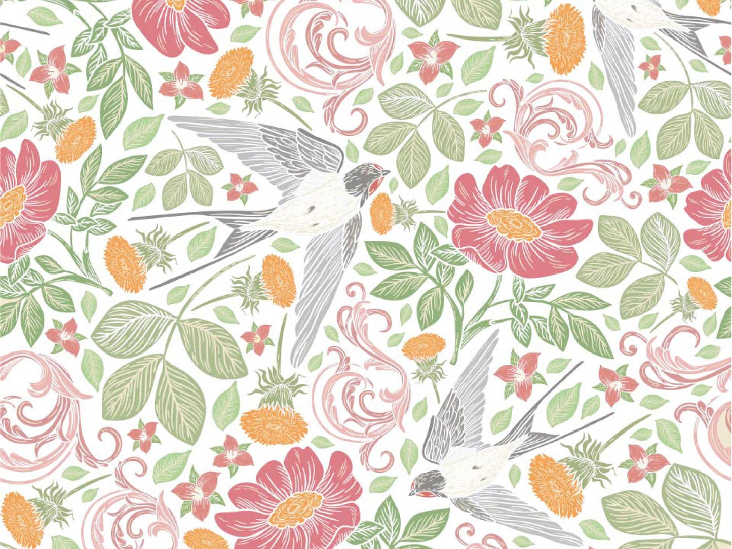 Swallows in the garden - White