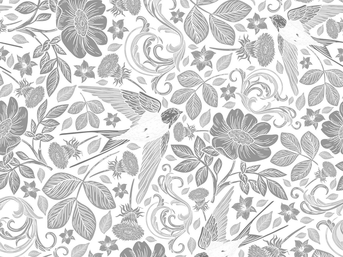 Swallows in the garden - White and Grey