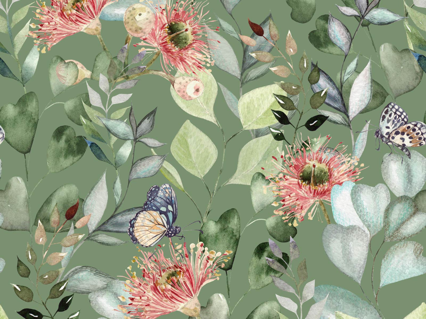 Watercolour Floral - Light Green