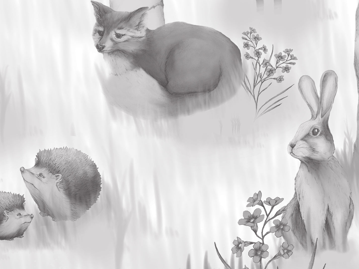 Woodland Adventure - Greyscale