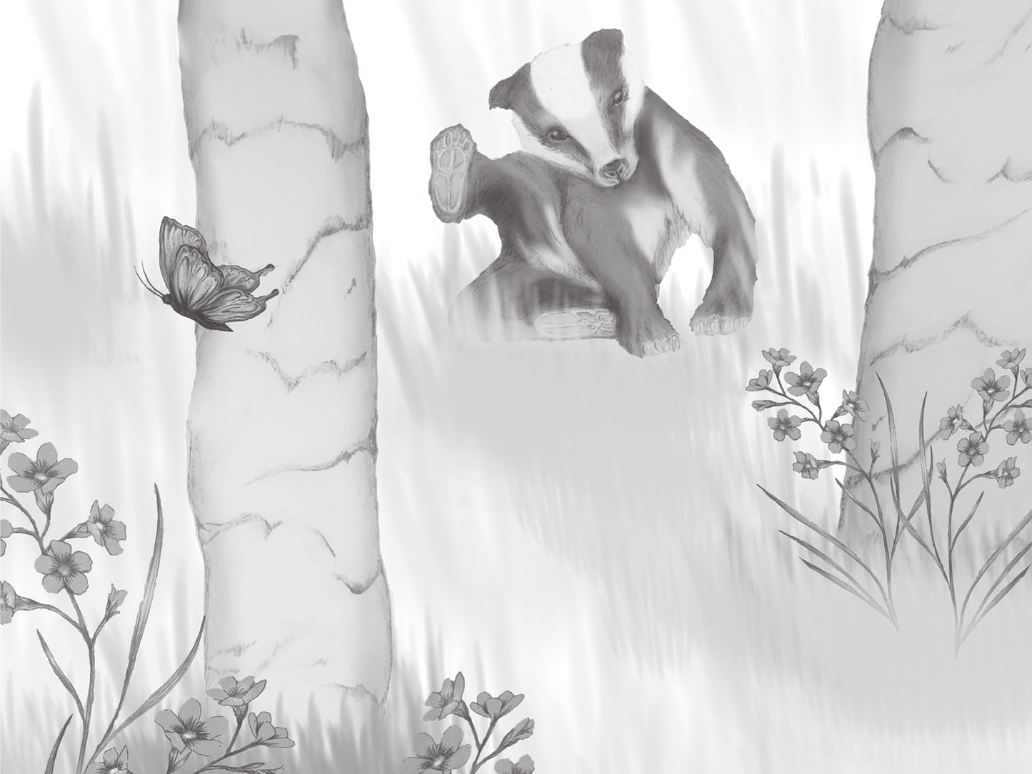 Woodland Adventure - Greyscale