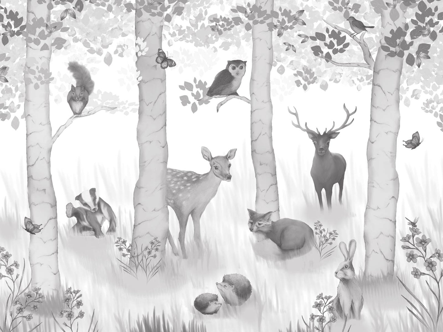 Woodland Adventure - Greyscale