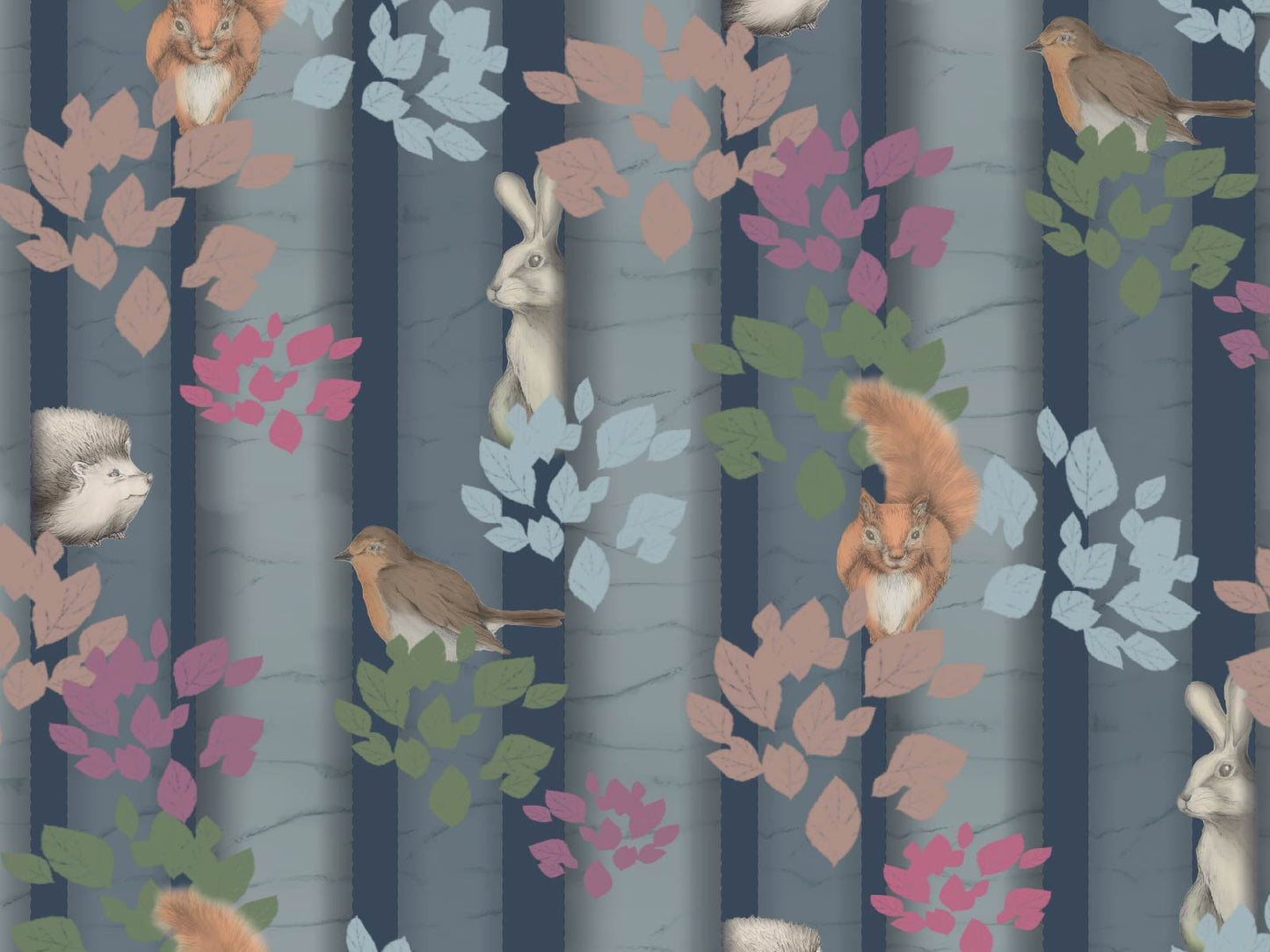 Silver Birch Animals - Navy